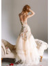 Strapless Embroidery Lace Tulle Amazing Wedding Dress